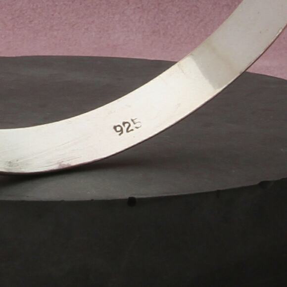 sterling silver vintage etched bangle bracelet size 7in - Picture 3 of 3